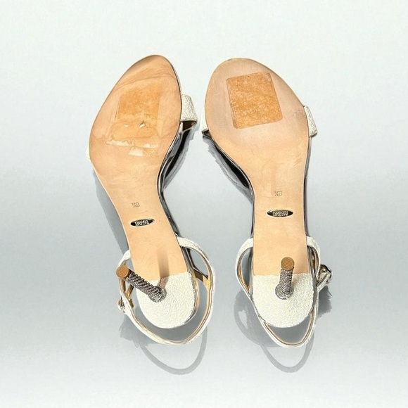 🌻Badgley Mischka Olympia White Gray Sparkly Glittered Evening Sandal Size 8.5 - Picture 14 of 15